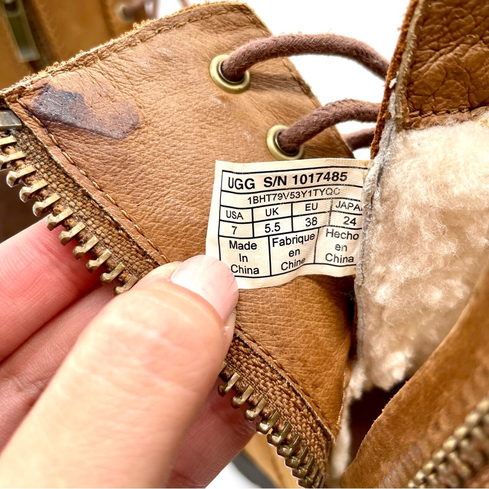 UGG Women’s Kilmer Chestnut Leather-Suede Lace Up Boots 7 - Picture 8 of 8